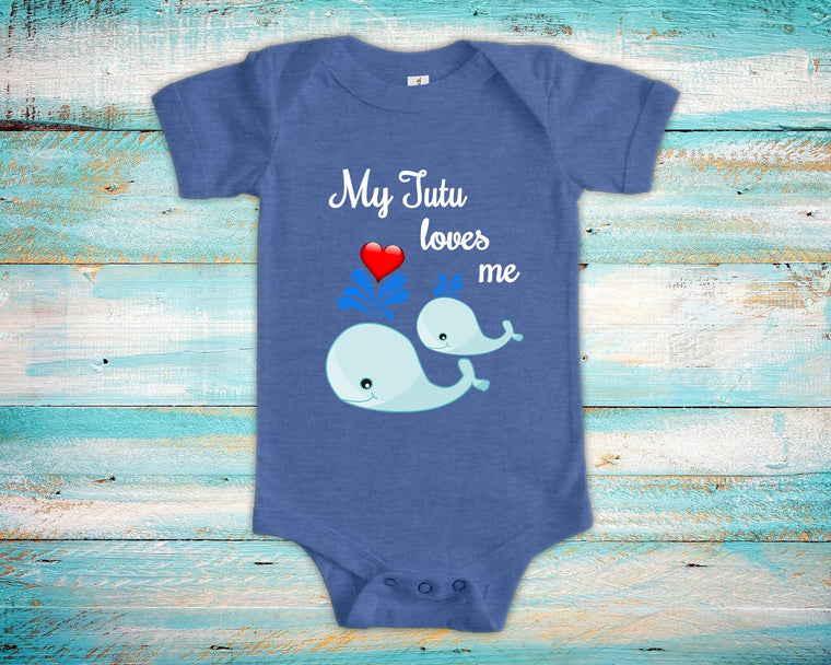 Tutu Loves Me Cute Grandma Name Whale Baby Bodysuit Unique Grandmother Gift for Granddaughter or Grandson or Pregnancy Announcement