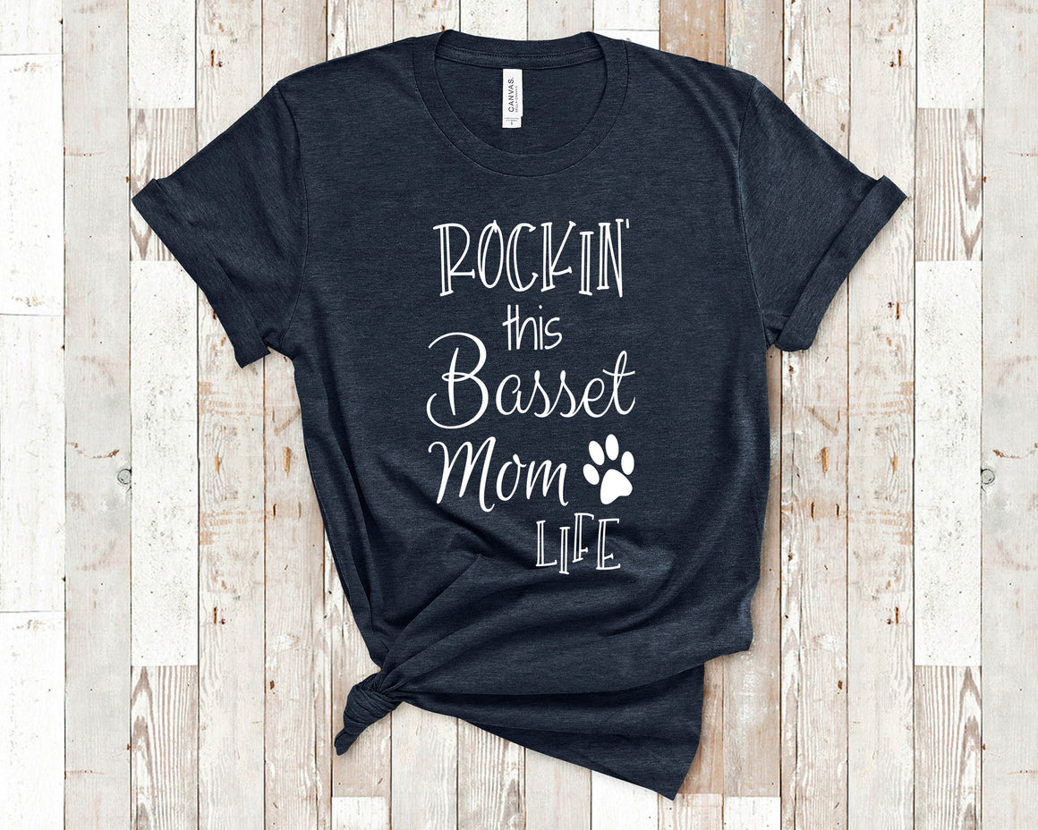 Rockin This Life Basset Mom Tshirt Dog Owner Gifts  - Funny Basset Shirt Gifts for Basset Hound Lovers