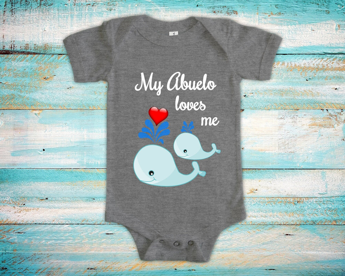 Abuelo Loves Me Cute Grandpa Name Whale Baby Bodysuit Unique Grandfather Gift for Granddaughter or Grandson or Pregnancy Announcement