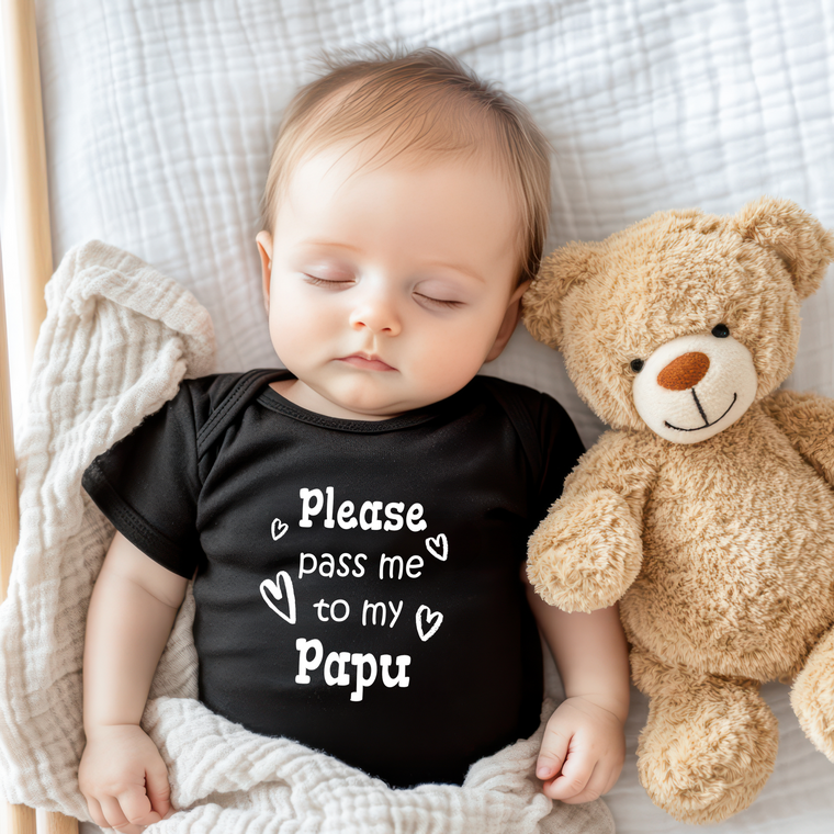 Pass Me To Papu Cute Grandpa Baby Bodysuit, Tshirt or Toddler Shirt Greece Greek Grandfather Gift or Pregnancy Announcement