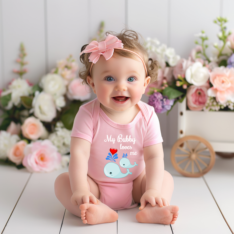 Bubby Loves Me Cute Whale Baby Bodysuit, Tshirt or Toddler Shirt Israeli Jewish Yiddish Grandmother Gift or Pregnancy Reveal Announcement