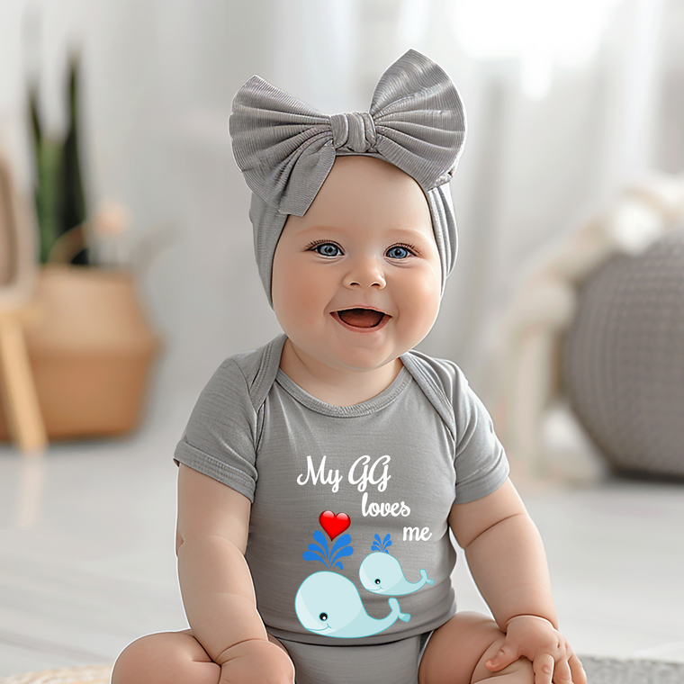 GG Loves Me Cute Whale Baby Bodysuit, Tshirt or Toddler Shirt Special Grandmother Gift or Pregnancy Reveal Announcement