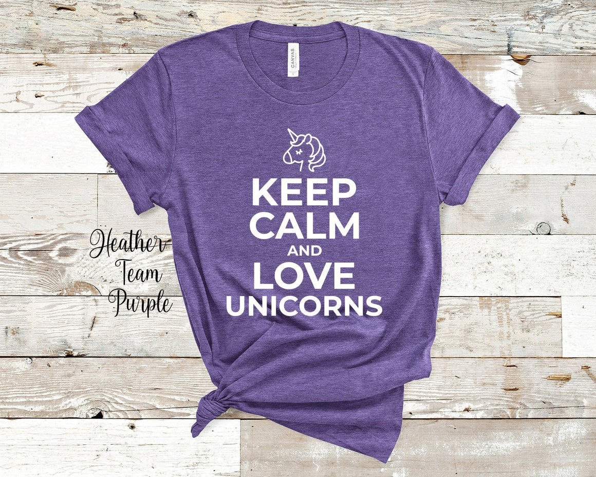 Keep Calm and Love Unicorns Tshirt for Unicorn Lovers Great for Unicorn Gifts For Women Men or Youth Girls or Boys