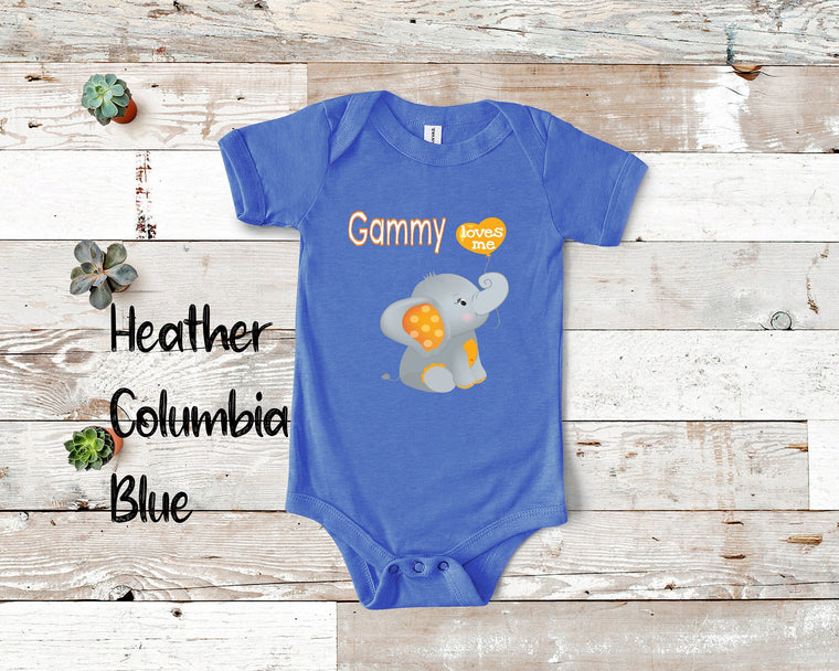 Gammy Loves Me Cute Grandma Name Elephant Baby Bodysuit, Tshirt or Toddler Shirt Special Grandmother Gift or Pregnancy Reveal Announcement