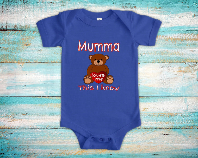 Mumma Loves Me Cute Grandma Bear Baby Bodysuit, Tshirt or Toddler Shirt Finland Finnish Grandmother Gift or Pregnancy Reveal Announcement