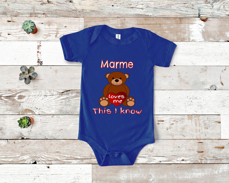 Marme Loves Me Cute Grandma Bear Baby Bodysuit, Tshirt or Toddler Shirt Special Grandmother Gift or Pregnancy Reveal Announcement