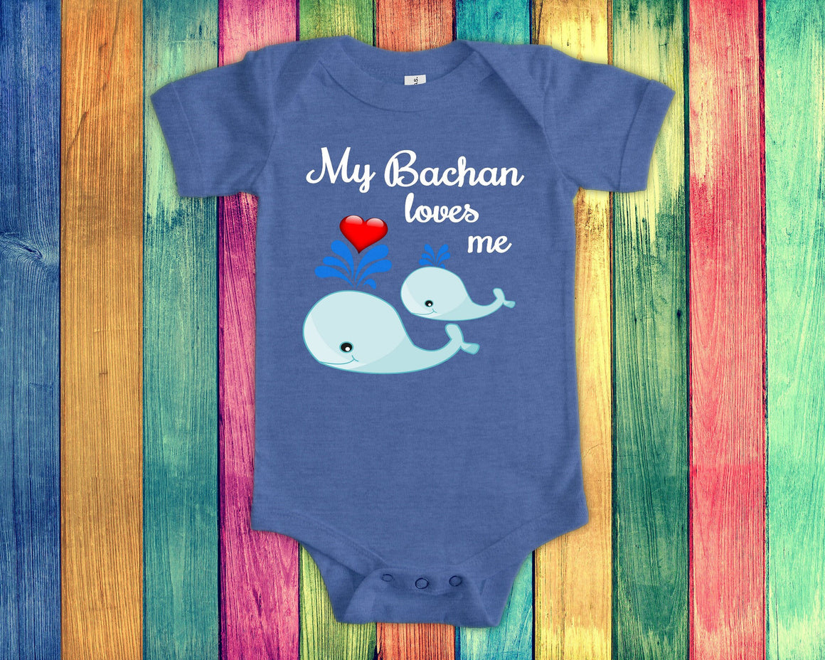 Bachan Loves Me Cute Whale Baby Bodysuit, Tshirt or Toddler Shirt Japan Japanese Grandmother Gift or Pregnancy Reveal Announcement