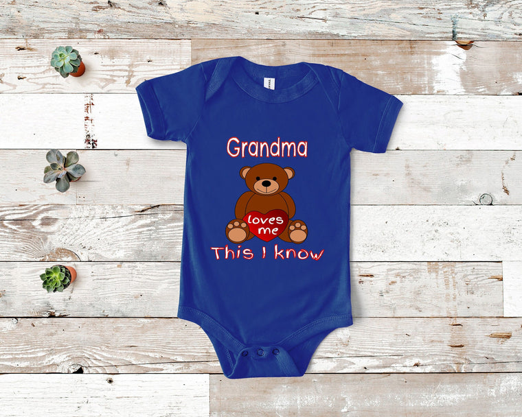 Grandma Loves Me Cute Grandma Bear Baby Bodysuit, Tshirt or Toddler Shirt Special Grandmother Gift or Pregnancy Reveal Announcement