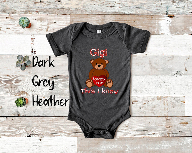 Gigi Loves Me Cute Grandma Bear Baby Bodysuit, Tshirt or Toddler Shirt Special Grandmother Gift or Pregnancy Reveal Announcement
