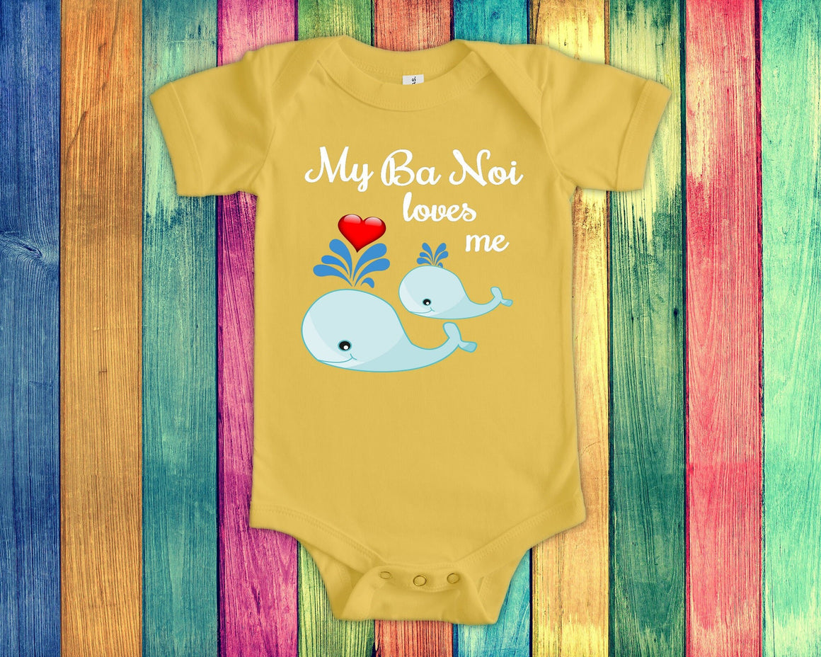 Ba Noi Loves Me Cute Whale Baby Bodysuit, Tshirt or Toddler Shirt Vietnam Vietnamese Grandmother Gift or Pregnancy Reveal Announcement