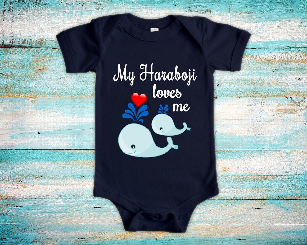 Haraboji Loves Me Cute Grandpa Name Whale Baby Bodysuit, Tshirt or Toddler Shirt Korean Grandfather Gift or Pregnancy Reveal Announcement