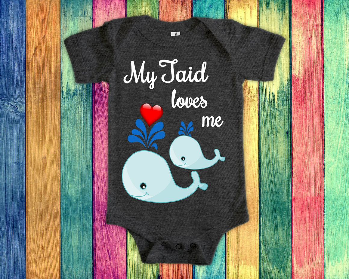 Taid Loves Me Cute Grandpa Name Whale Baby Bodysuit, Tshirt or Toddler Shirt Celtic Welsh Grandfather Gift or Pregnancy Reveal Announcement