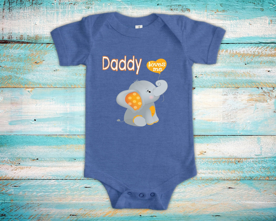Daddy Loves Me Cute Daddy Name Elephant Baby Bodysuit, Tshirt or Toddler Shirt Special Father's Gift or Pregnancy Reveal Announcement
