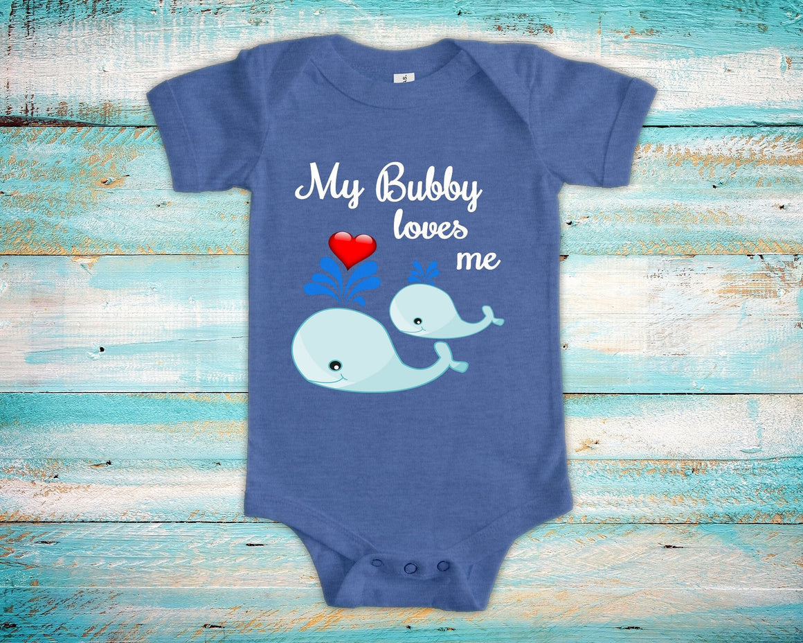 Bubby Loves Me Cute Grandpa Name Whale Baby Bodysuit, Tshirt or Toddler Shirt Jewish Grandfather Gift or Pregnancy Reveal Announcement