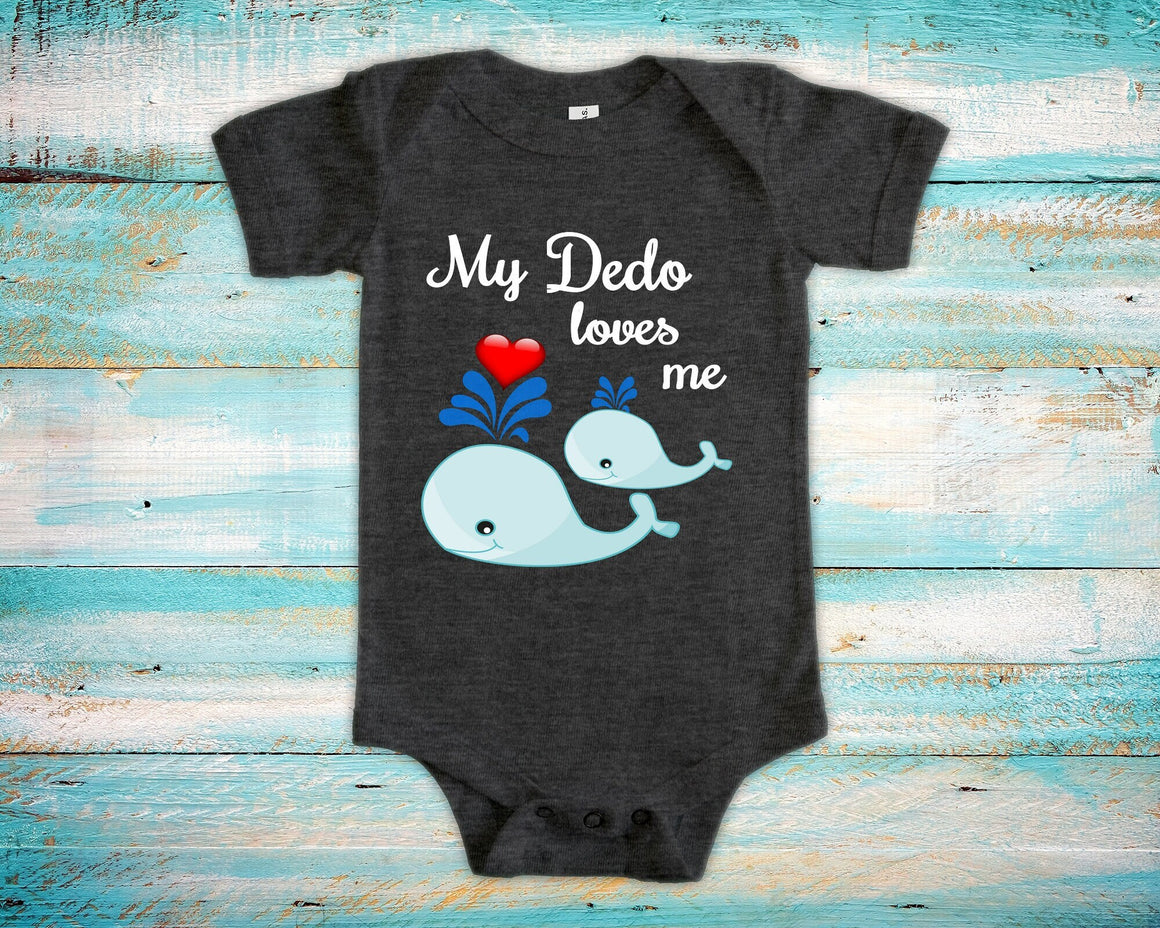Dedo Loves Me Cute Grandpa Name Whale Baby Bodysuit, Tshirt or Toddler Shirt Ukrainian Grandfather Gift or Pregnancy Reveal Announcement