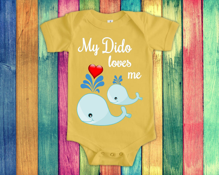 Dido Loves Me Cute Grandpa Name Whale Baby Bodysuit, Tshirt or Toddler Shirt Ukrainian Grandfather Gift or Pregnancy Reveal Announcement