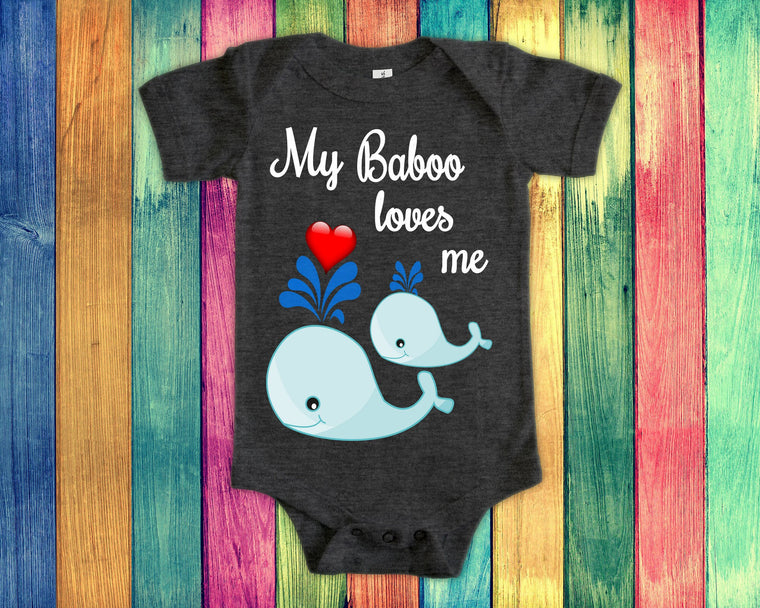 Baboo Loves Me Cute Grandpa Name Whale Baby Bodysuit, Tshirt or Toddler Shirt Special  Grandfather Gift or Pregnancy Reveal Announcement