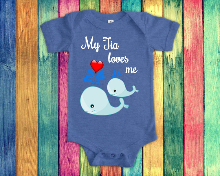 Tia Loves Me Cute Aunt Name Whale Baby Bodysuit, Tshirt or Toddler Shirt Mexican Spanish Aunt Gift or Pregnancy Reveal Announcement