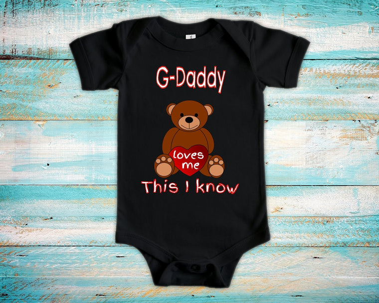 G-Daddy Loves Me Cute Grandpa Name Bear Baby Bodysuit, Tshirt or Toddler Shirt Special Grandfather Gift or Pregnancy Reveal Announcement