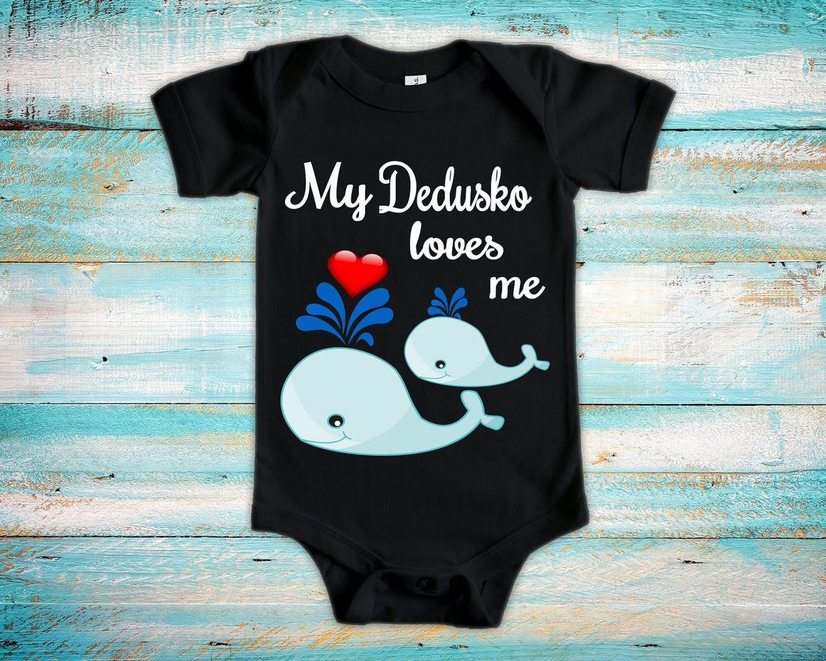 Dedusko Loves Me Cute Grandpa Name Whale Baby Bodysuit, Tshirt or Toddler Shirt Special Grandfather Gift or Pregnancy Reveal Announcement