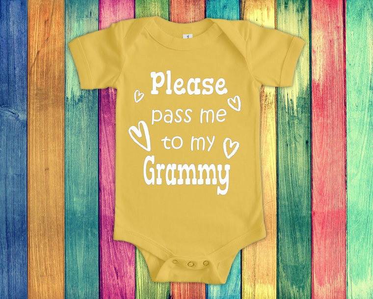 Pass Me To Grammy Cute Grandma Baby Bodysuit, Tshirt or Toddler Shirt Special Grandmother Gift or Pregnancy Announcement