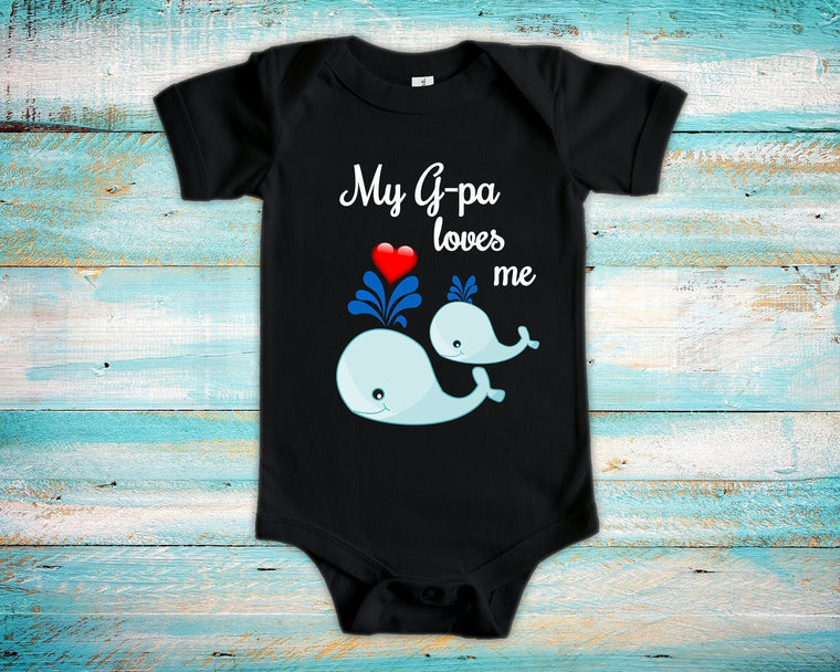 G-pa Loves Me Cute Grandpa Name Whale Baby Bodysuit Unique Grandfather Gift for Granddaughter or Grandson or Pregnancy Announcement
