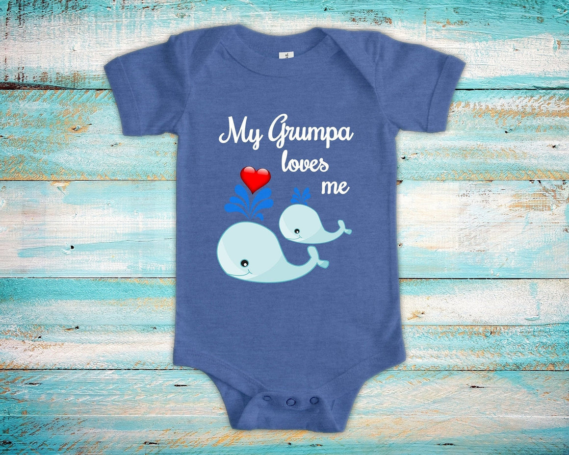 Grumpa Loves Me Cute Grandpa Name Whale Baby Bodysuit Unique Grandfather Gift for Granddaughter or Grandson or Pregnancy Announcement