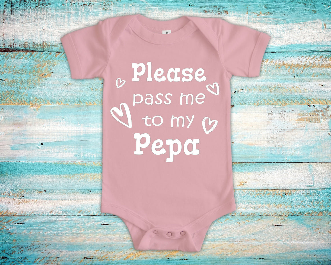 Pass Me To Pepa Cute Grandpa Baby Bodysuit, Tshirt or Toddler Shirt Special Grandfather Gift or Pregnancy Announcement