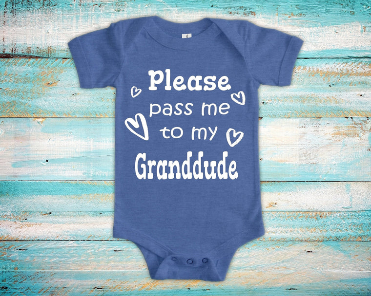 Pass Me To Granddude Cute Grandpa Baby Bodysuit, Tshirt or Toddler Shirt Special Grandfather Gift or Pregnancy Announcement