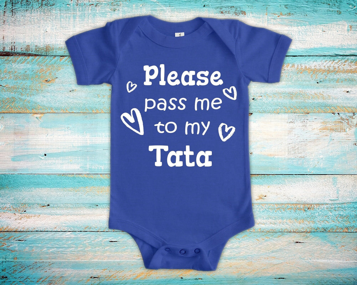 Pass Me To Tata Cute Grandpa Baby Bodysuit, Tshirt or Toddler Shirt Spain Spanish Latin Latino Grandfather Gift or Pregnancy Announcement