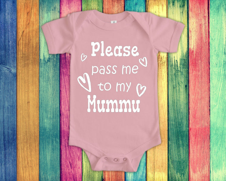 Pass Me To Mummu Cute Grandma Baby Bodysuit, Tshirt or Toddler Shirt Finland Finnish Grandmother Gift or Pregnancy Announcement