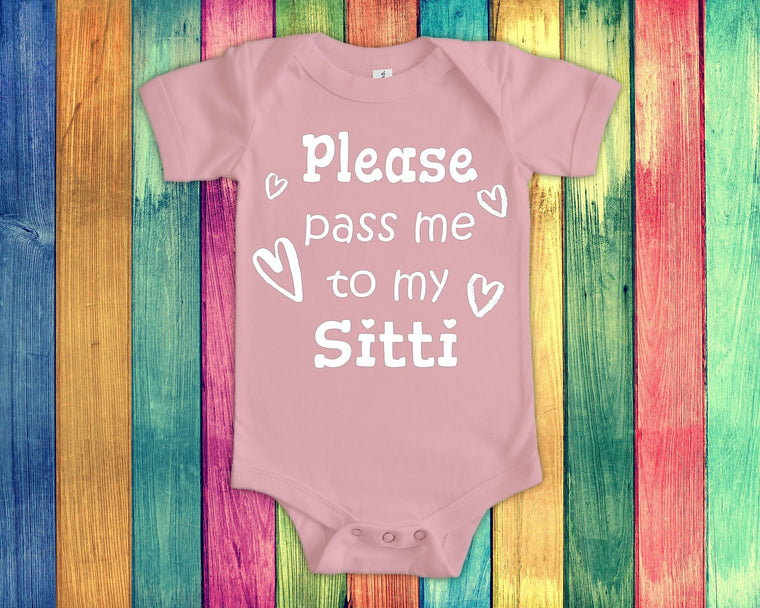 Pass Me To Sitti Cute Grandma Baby Bodysuit, Tshirt or Toddler Shirt Lebanon Lebanese Grandmother Gift or Pregnancy Announcement