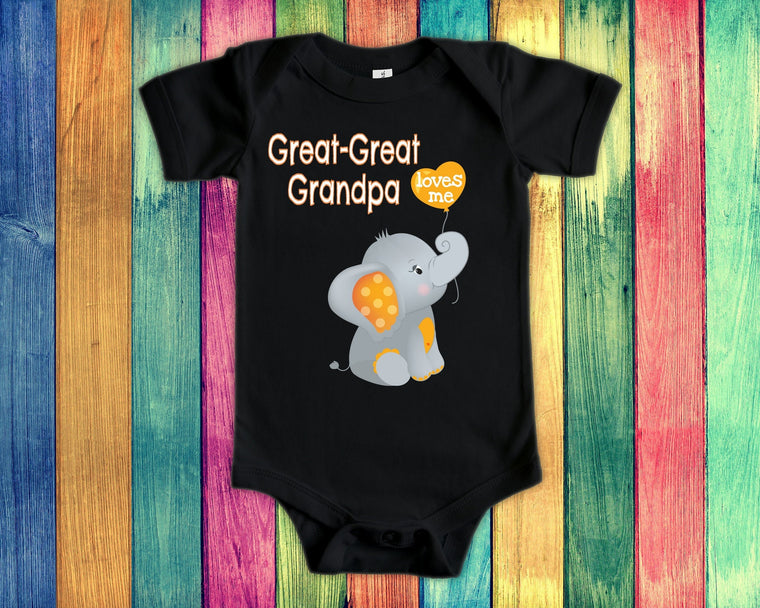 Great-Great Grandpa Loves Me Elephant Baby Bodysuit Unique Great Great Grandfather Gift for Granddaughter Grandson or Pregnancy Announcement