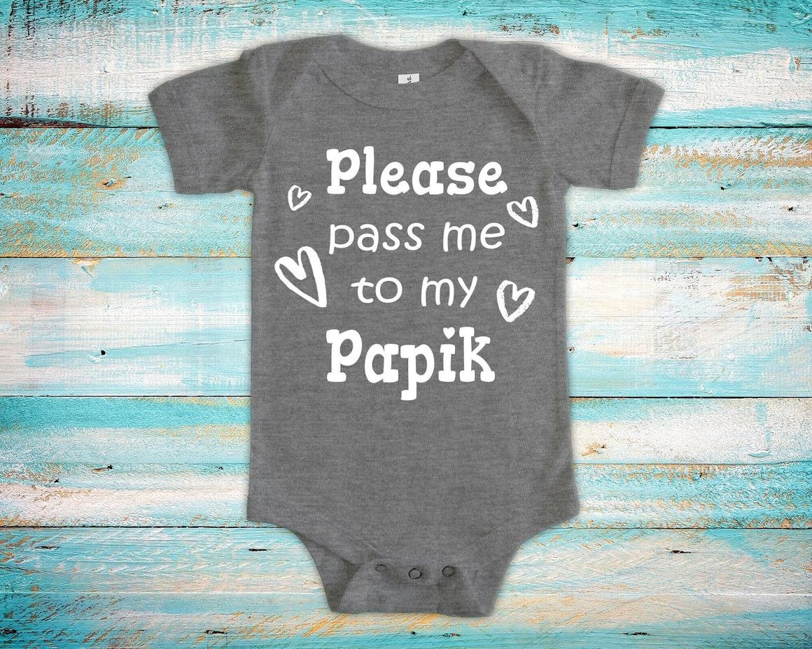 Pass Me To Papik Cute Grandpa Baby Bodysuit, Tshirt or Toddler Shirt Armenia Armenian Grandfather Gift or Pregnancy Announcement