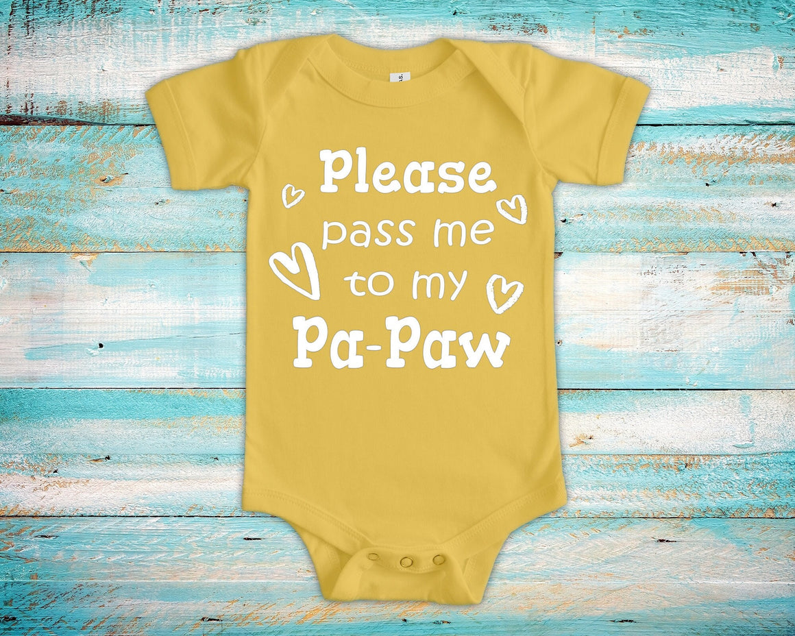 Pass Me To Pa-Paw Cute Grandpa Baby Bodysuit, Tshirt or Toddler Shirt Special Grandfather Gift or Pregnancy Announcement