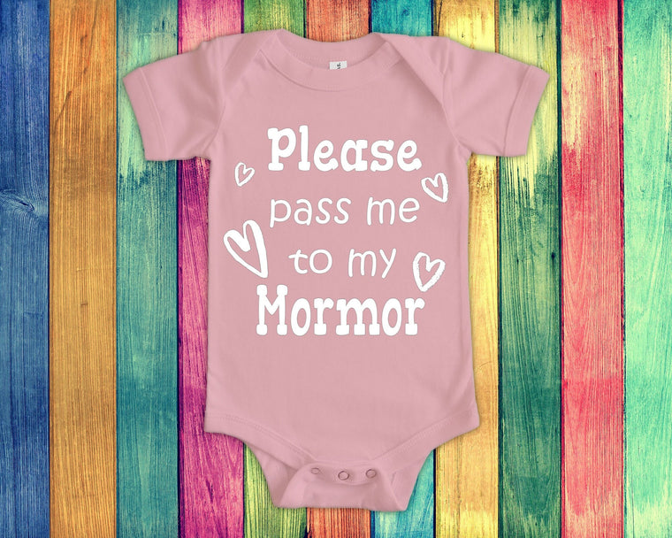 Pass Me To Mormor Cute Bodysuit, Tshirt or Toddler Shirt Sweden Danish Norwegian or Swedish Grandmother Gift or Pregnancy Announcement