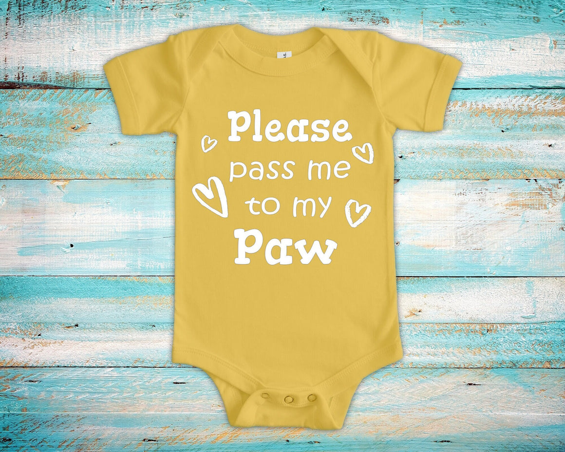 Pass Me To Paw Cute Grandpa Baby Bodysuit, Tshirt or Toddler Shirt Special Grandfather Gift or Pregnancy Announcement