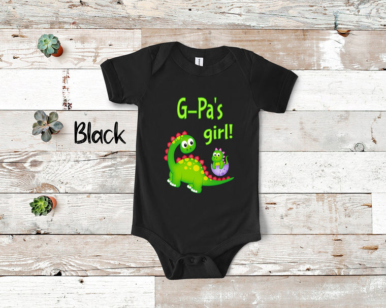 G-Pa's Girl Cute Grandpa Name Dinosaur Baby Bodysuit, Tshirt or Toddler Shirt for a Special Grandfather Gift or Pregnancy Announcement