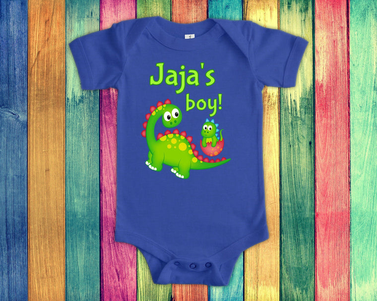 Jaja's Boy Cute Grandma Name Dinosaur Baby Bodysuit, Tshirt or Toddler Shirt for a Poland Polish Grandmother Gift or Pregnancy Announcement