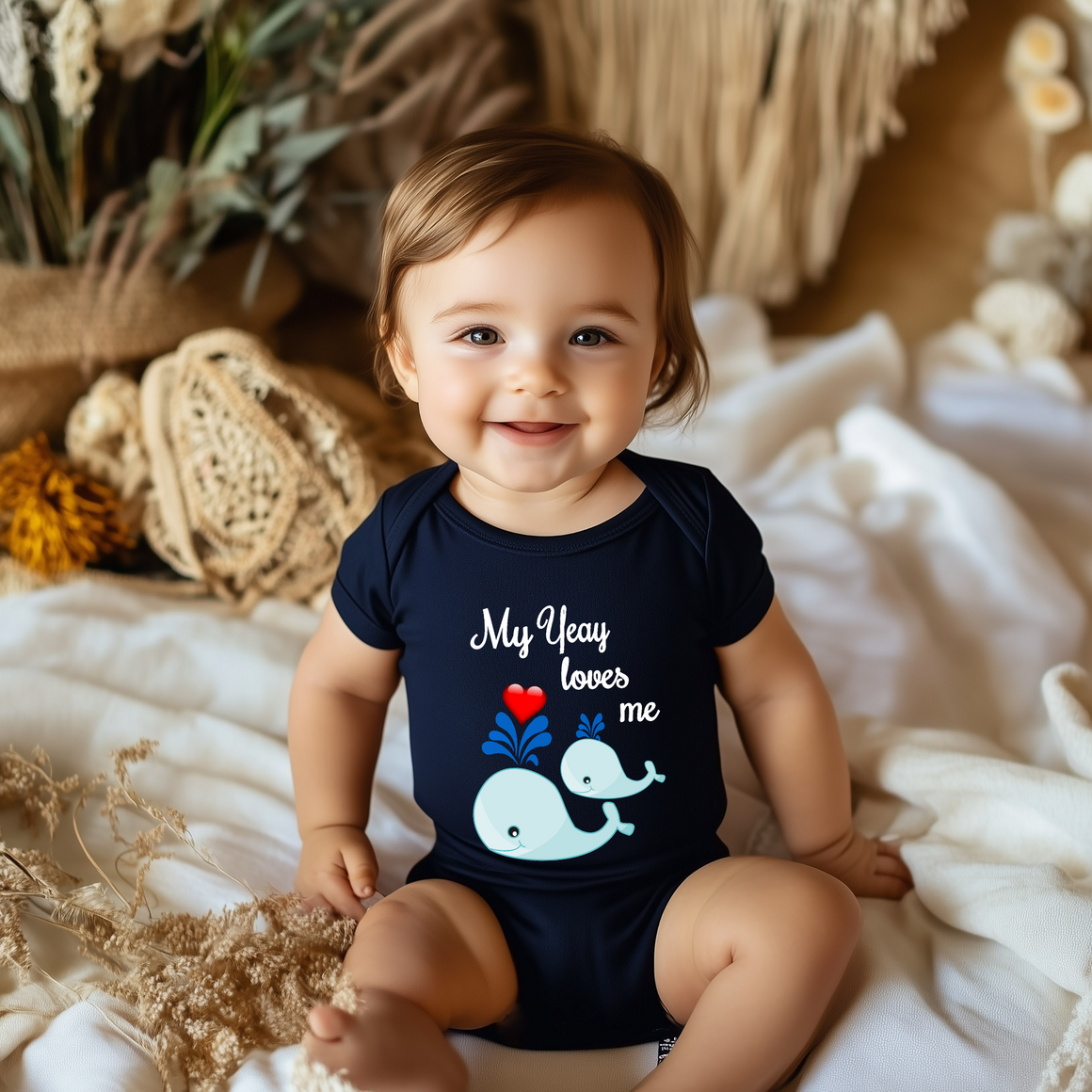 Yeay Loves Me Cute Whale Baby Bodysuit, Tshirt or Toddler Shirt Cambodia Cambodian Grandmother Gift or Pregnancy Reveal Announcement