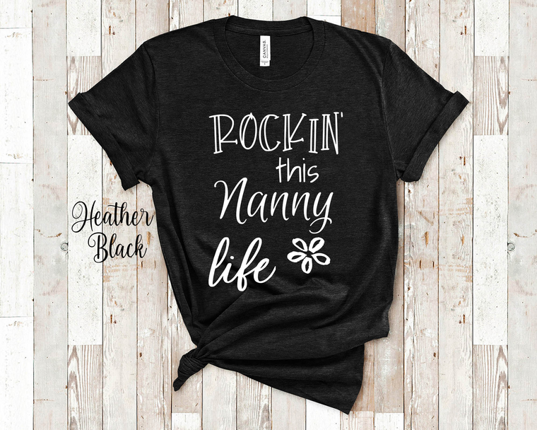 Rockin This Nanny Life Grandma Tshirt Special Grandmother Gift Idea for Mother's Day, Birthday, Christmas or Pregnancy Reveal Announcement