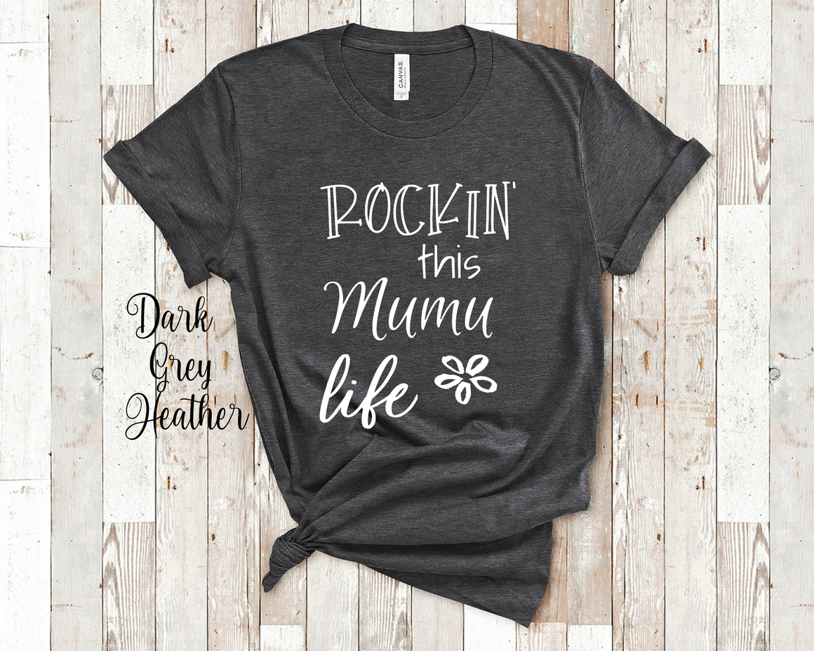 Rockin' This Mumu Life Grandma Tshirt Finnish Grandmother Gift Idea for Mother's Day, Birthday, Christmas or Pregnancy Reveal Announcement