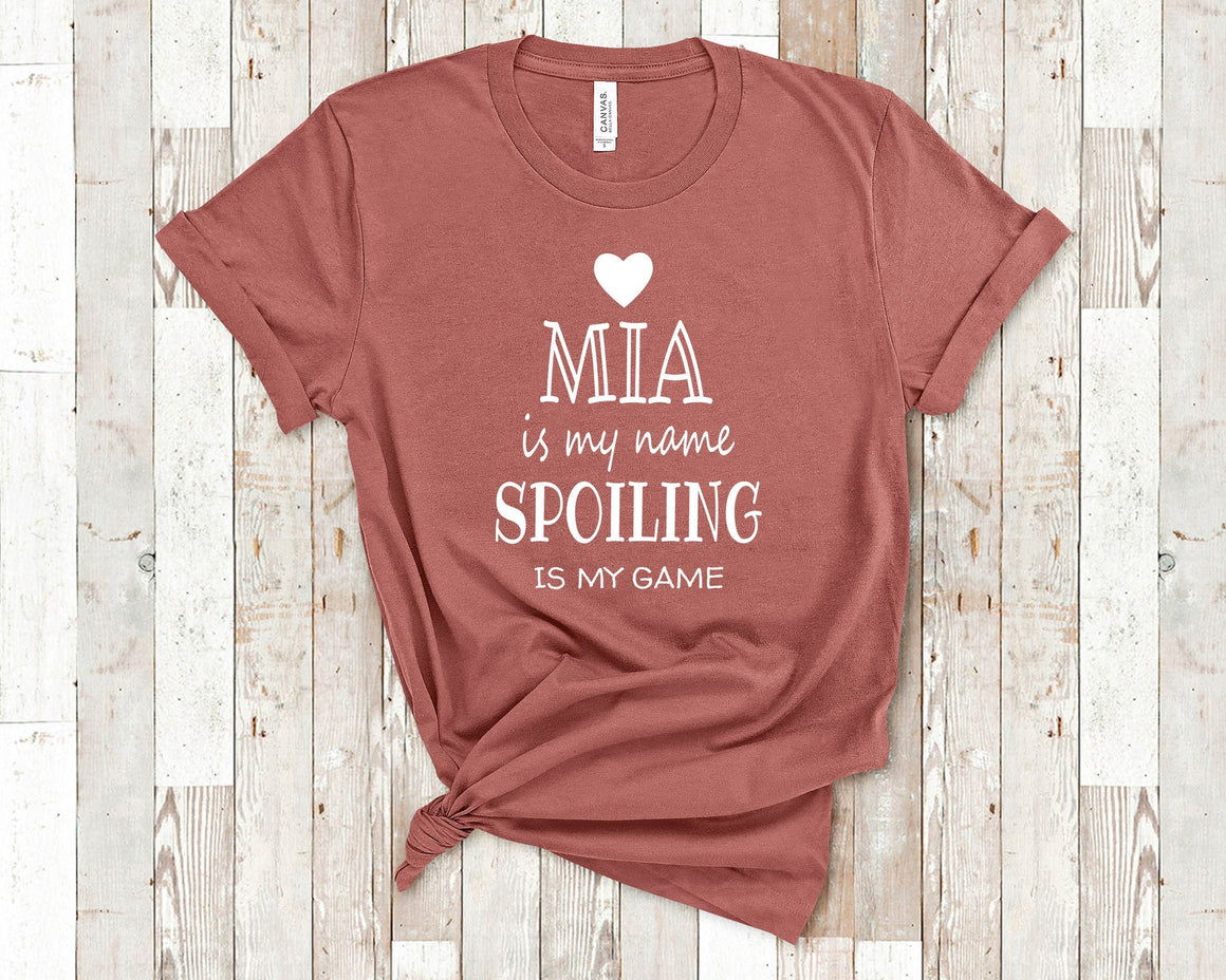 Mia Is My Name Grandma Tshirt, Long Sleeve Shirt and Sweatshirt for Special Grandmother Gift Idea for Mother's Day, Birthday, Christmas or Pregnancy Reveal Announcement