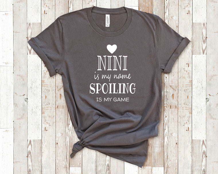 Nini Is My Name Grandma Tshirt Special Grandmother Gift Idea for Mother's Day, Birthday, Christmas or Pregnancy Reveal Announcement