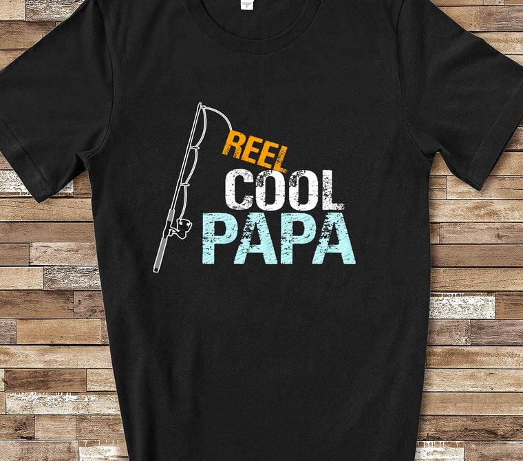 Reel Cool Papa Funny Grandpa Shirt for Men - Great for Grandfather Grandparent Gifts for Father's Day Birthday Christmas Gift Idea for Papa
