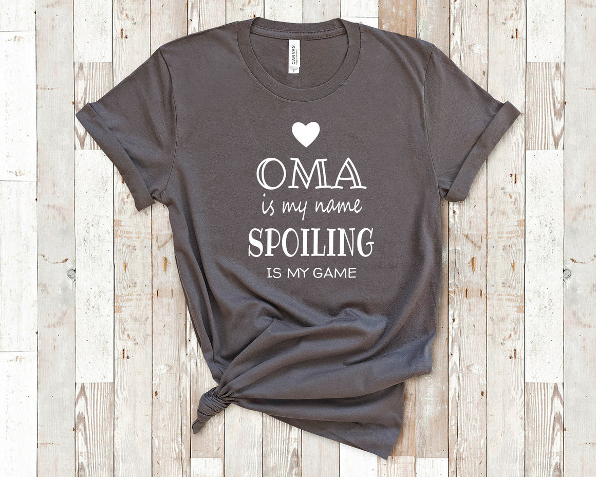 Oma Is My Name Grandma Tshirt German Flemish Grandmother Gift Idea for Mother's Day, Birthday, Christmas or Pregnancy Reveal Announcement