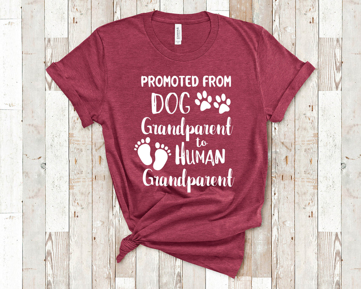 Promoted from Dog Grandparent to Human Grandparent Funny Shirt - Unique Gift Idea for New Grandmother or Grandfather Dog Owner