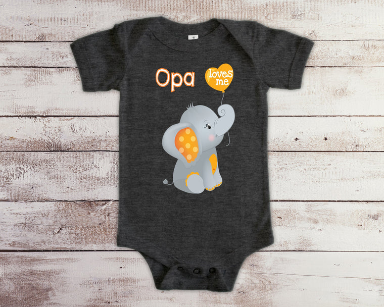Opa Loves Me Cute Grandpa Name Elephant Baby Bodysuit Unique Grandfather Gift to Granddaughter or Grandson - Can Be Custom Personalized