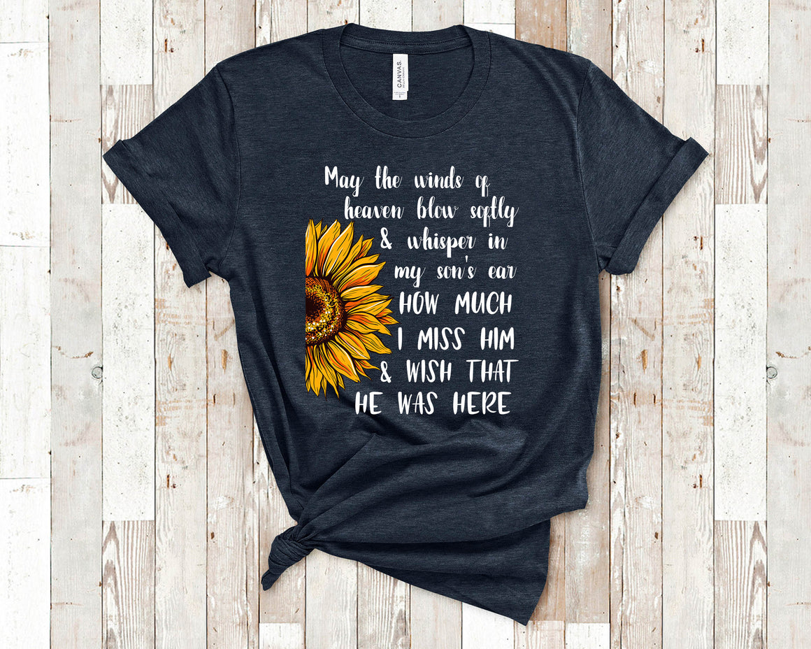 May The Winds Of Heaven Memorial Shirt with Sunflower for Mother After Death of Son
