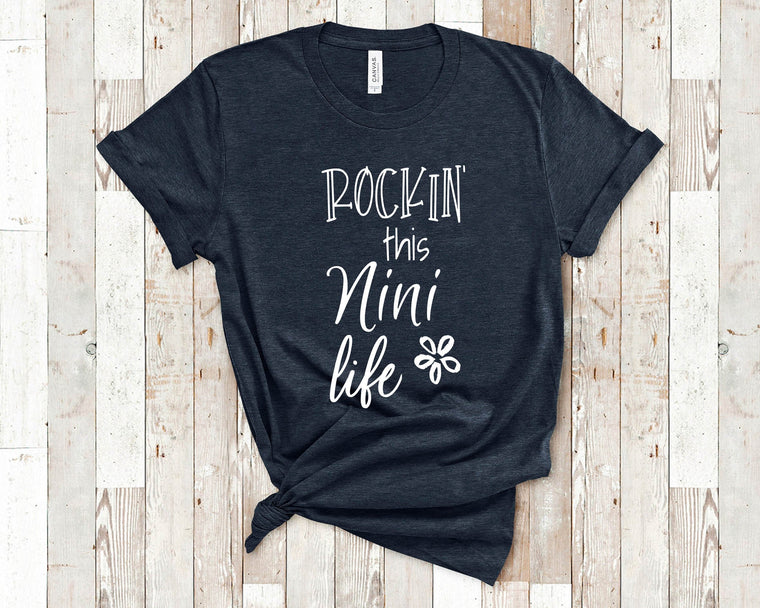 Rockin This Nini Life Grandma Tshirt - Great Birthday Mother's Day or Christmas Gift for Grandmother